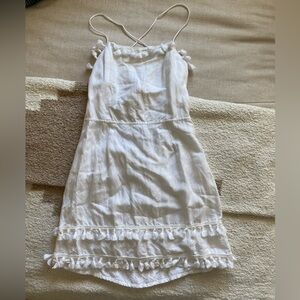 Sun Becomes Her White Mini Tassel Dress